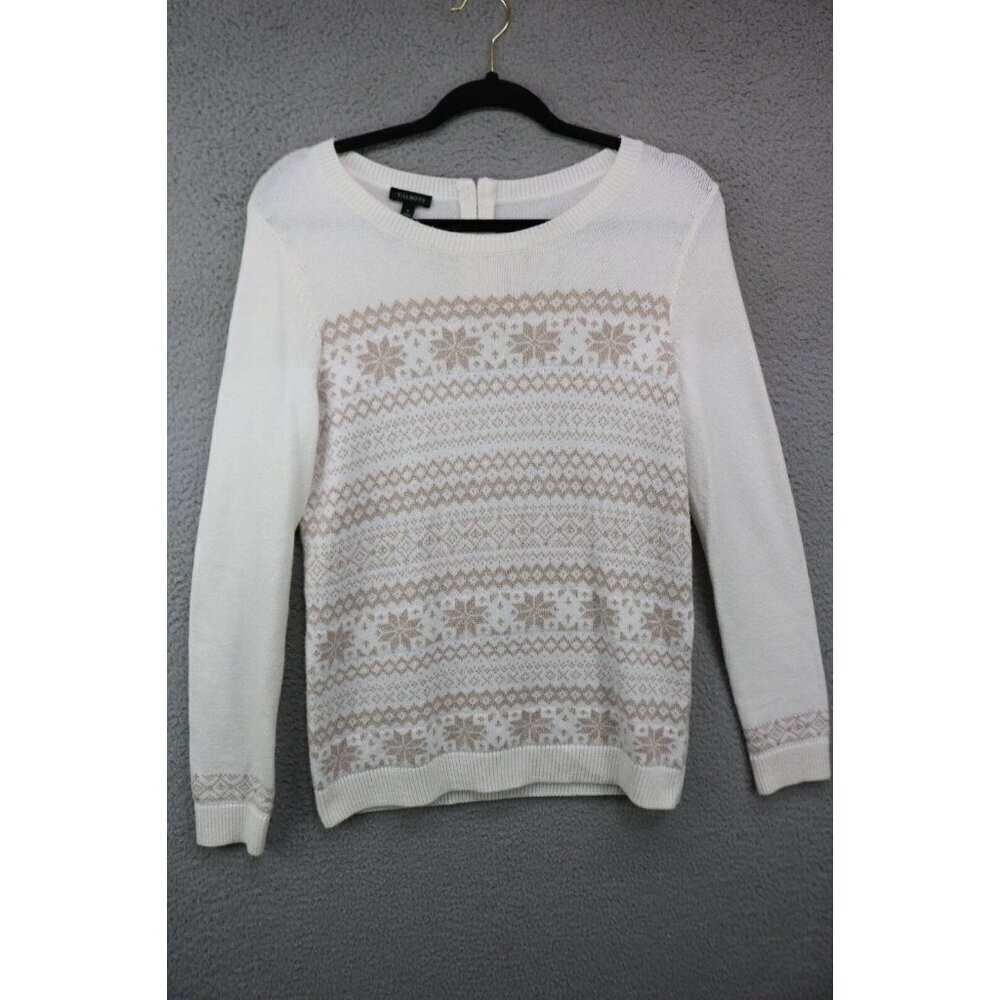Talbots Ivory & Tan Sparkly Sweater-Size Small
